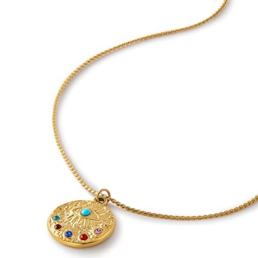 14k Gold Necklace Jewelry for Women,Evil Eye Charm Statement Womens Pendant Neck